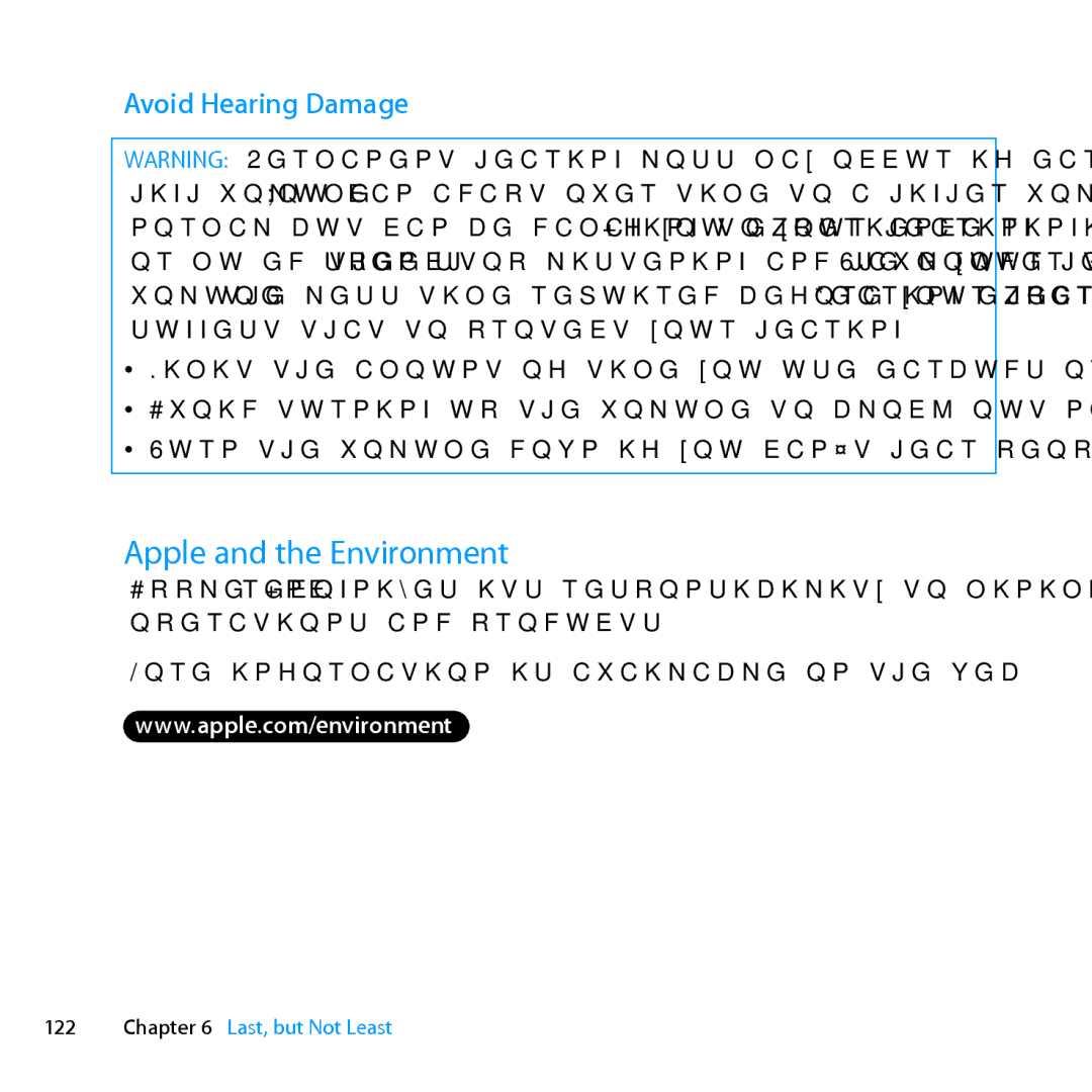 Apple MD770LL/A, MC561LL/A, MD772LL/A, MC560LL/A manual Apple and the Environment, Avoid Hearing Damage 