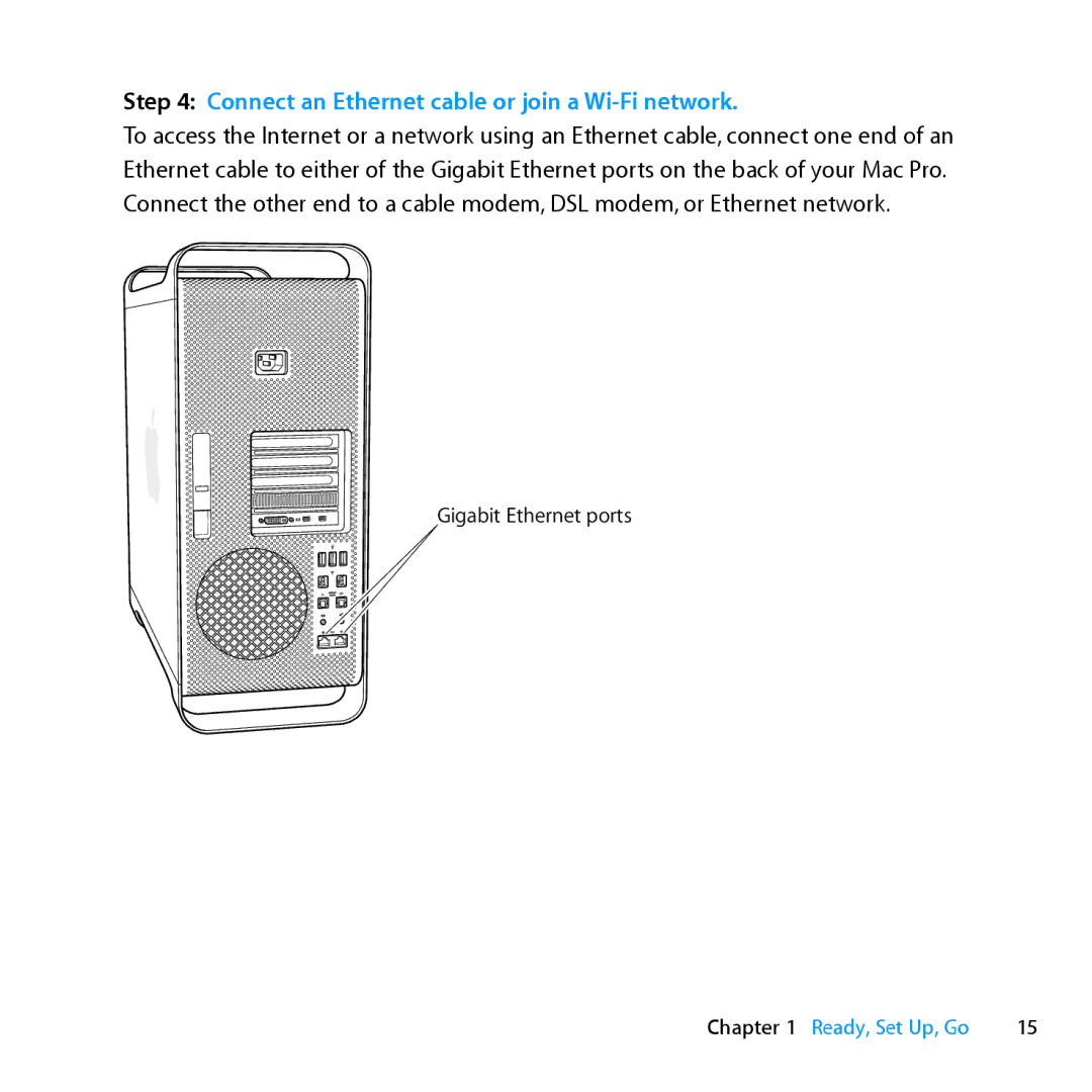 Apple MC560LL/A, MC561LL/A, MD772LL/A, MD770LL/A manual Connect an Ethernet cable or join a Wi-Fi network 