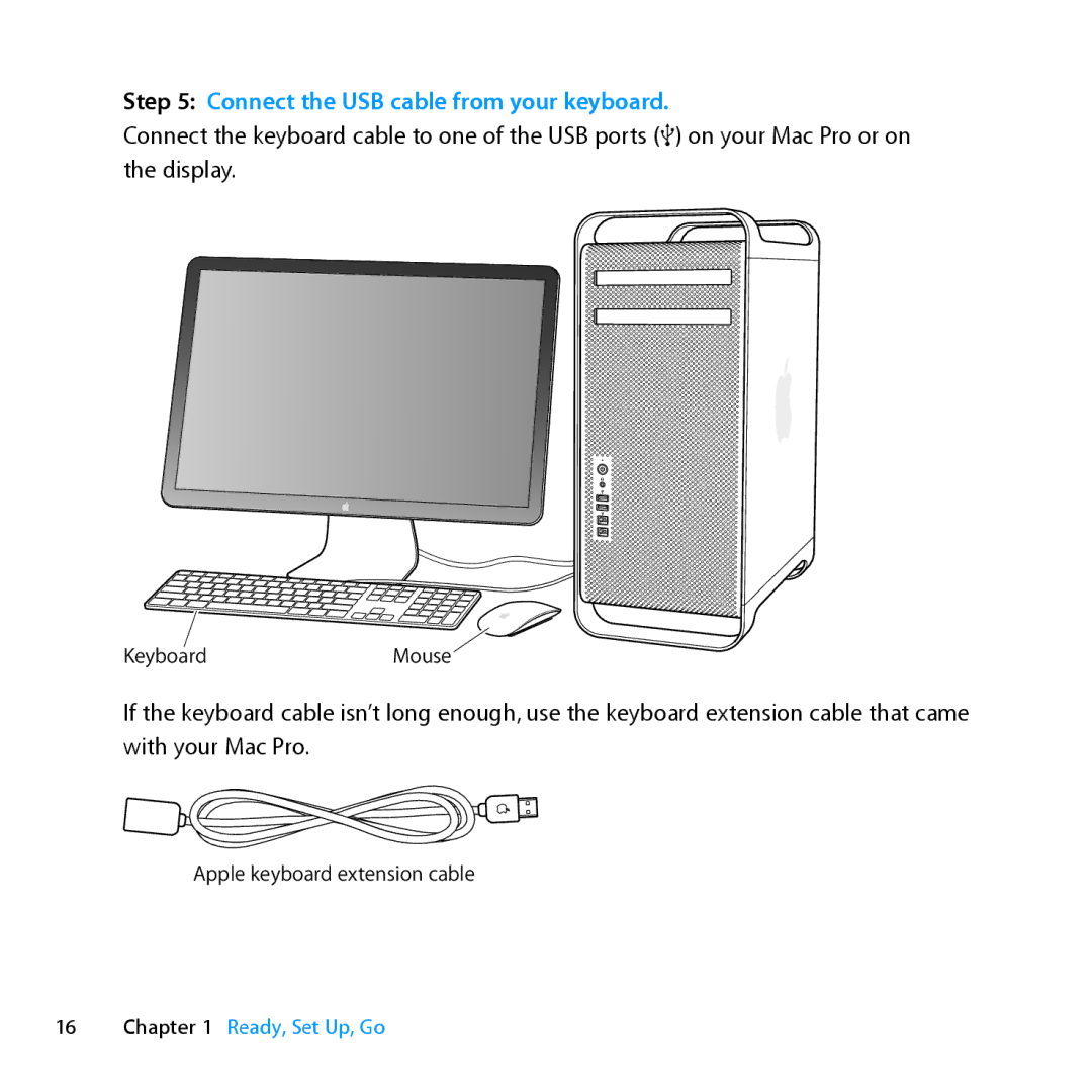 Apple MC561LL/A, MD772LL/A, MD770LL/A, MC560LL/A manual Connect the USB cable from your keyboard 