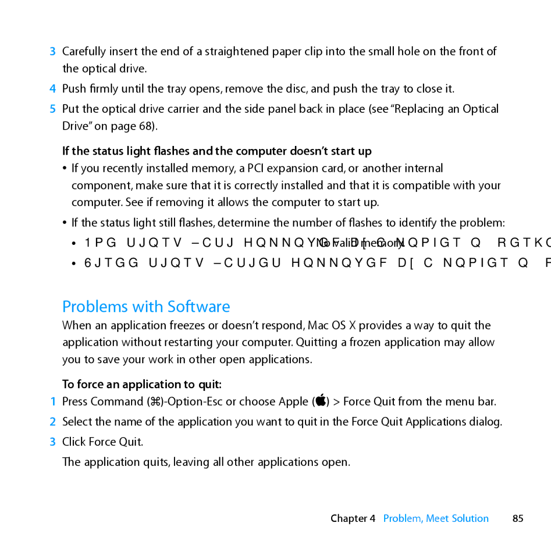 Apple MD772LL/A, MC561LL/A, MD770LL/A, MC560LL/A manual Problems with Software, To force an application to quit 