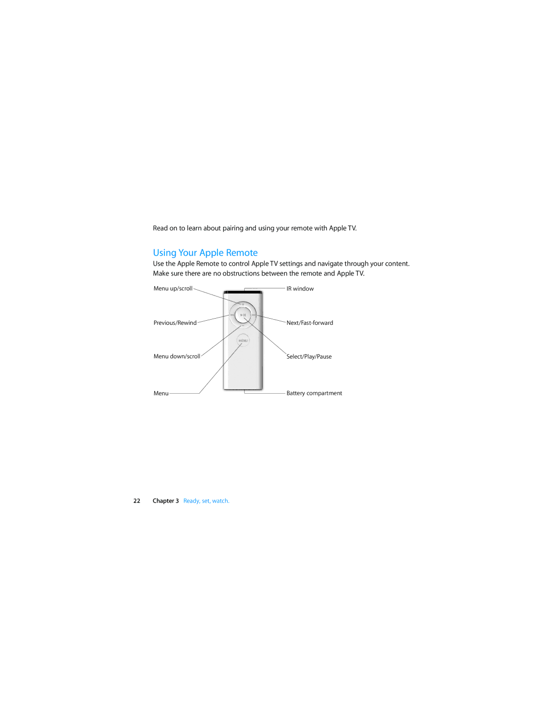 Apple MC572LL/A manual Using Your Apple Remote 