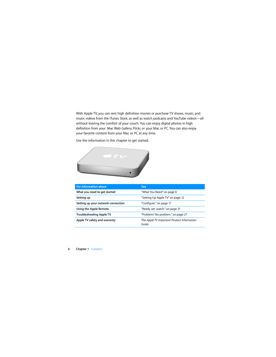 Apple MC572LL/A manual Use the information in this chapter to get started 