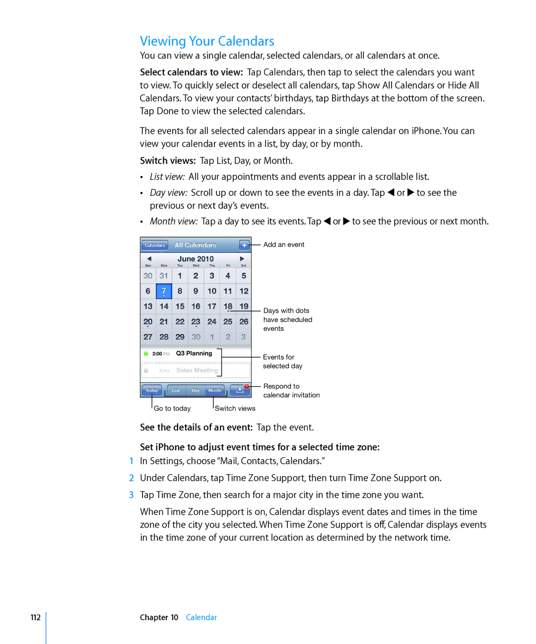 Apple MD439LL/A, MC603LL/A, MC610LL/A, MC678LL/A, MC604LL/A, MC537LL/A, MC606LL/A, MC679LL/A, MC603C/A Viewing Your Calendars 