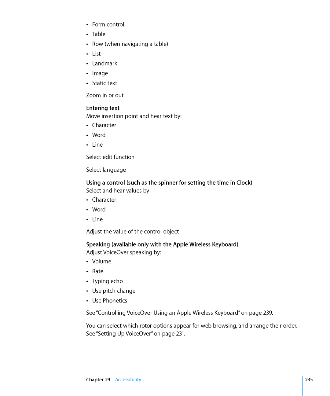 Apple MD127LL/A, MC603LL/A, MC610LL/A, MC678LL/A Entering text, Speaking available only with the Apple Wireless Keyboard 