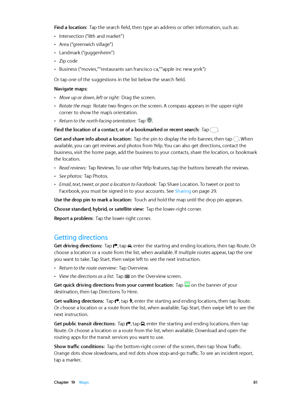 Apple MC903LL/A, ME643LL/A, MD724LL/A manual Getting directions, Navigate maps 