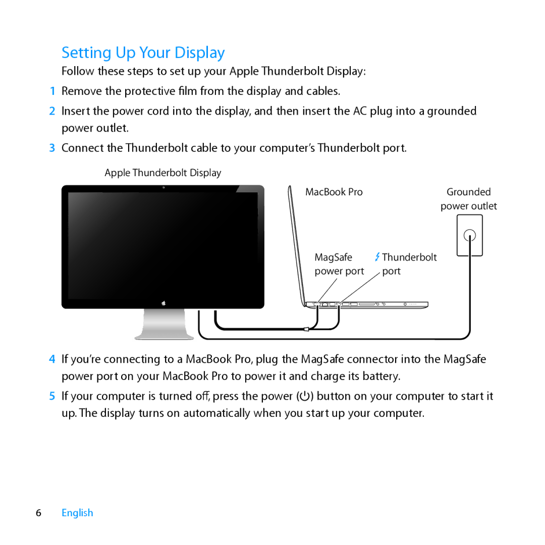 Apple MC914LL/B, MC914LL/A manual Setting Up Your Display 