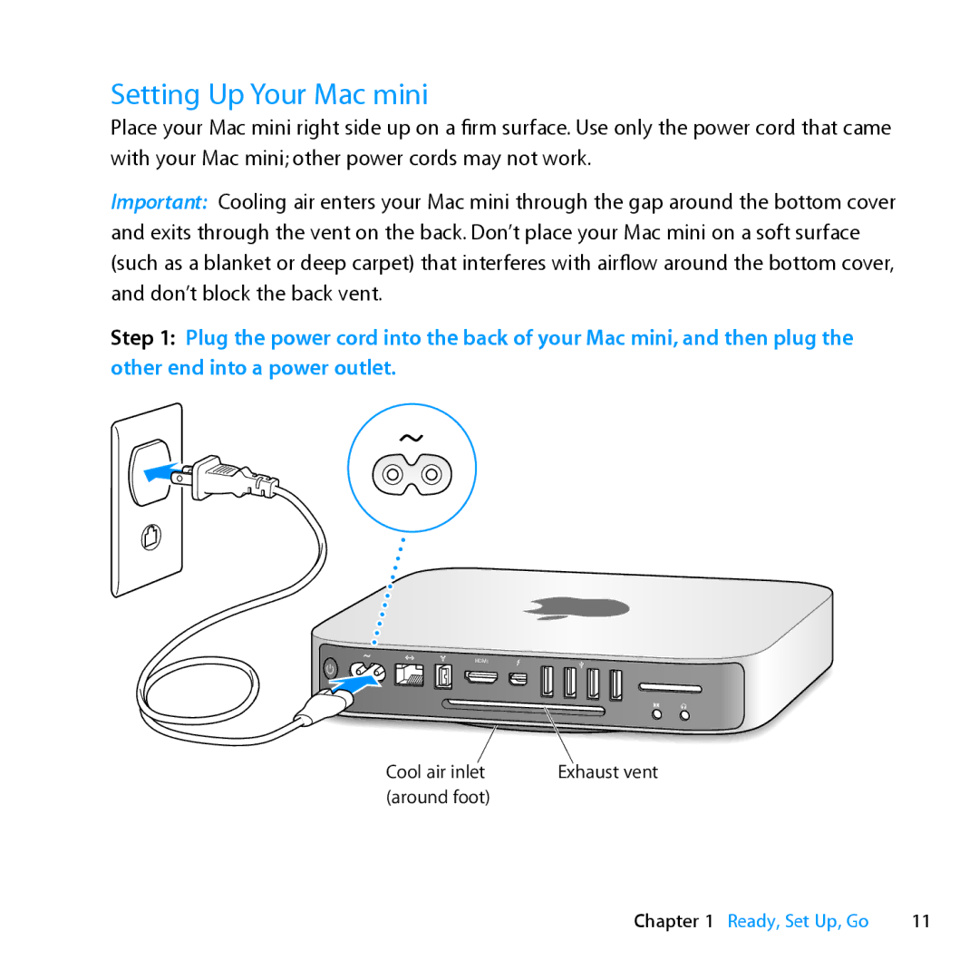 Apple MC936LL/A manual Setting Up Your Mac mini 