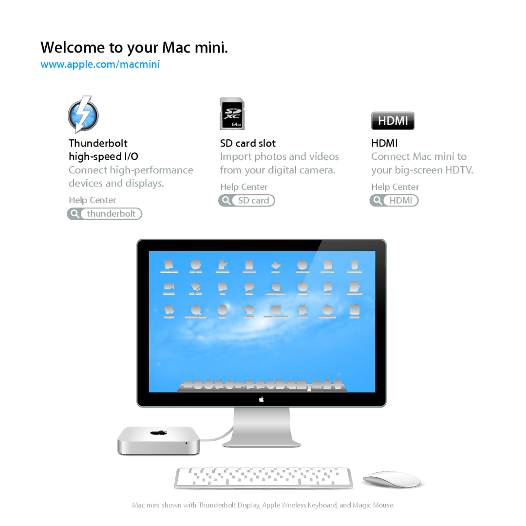 Apple MC936LL/A manual Welcome to your Mac mini 