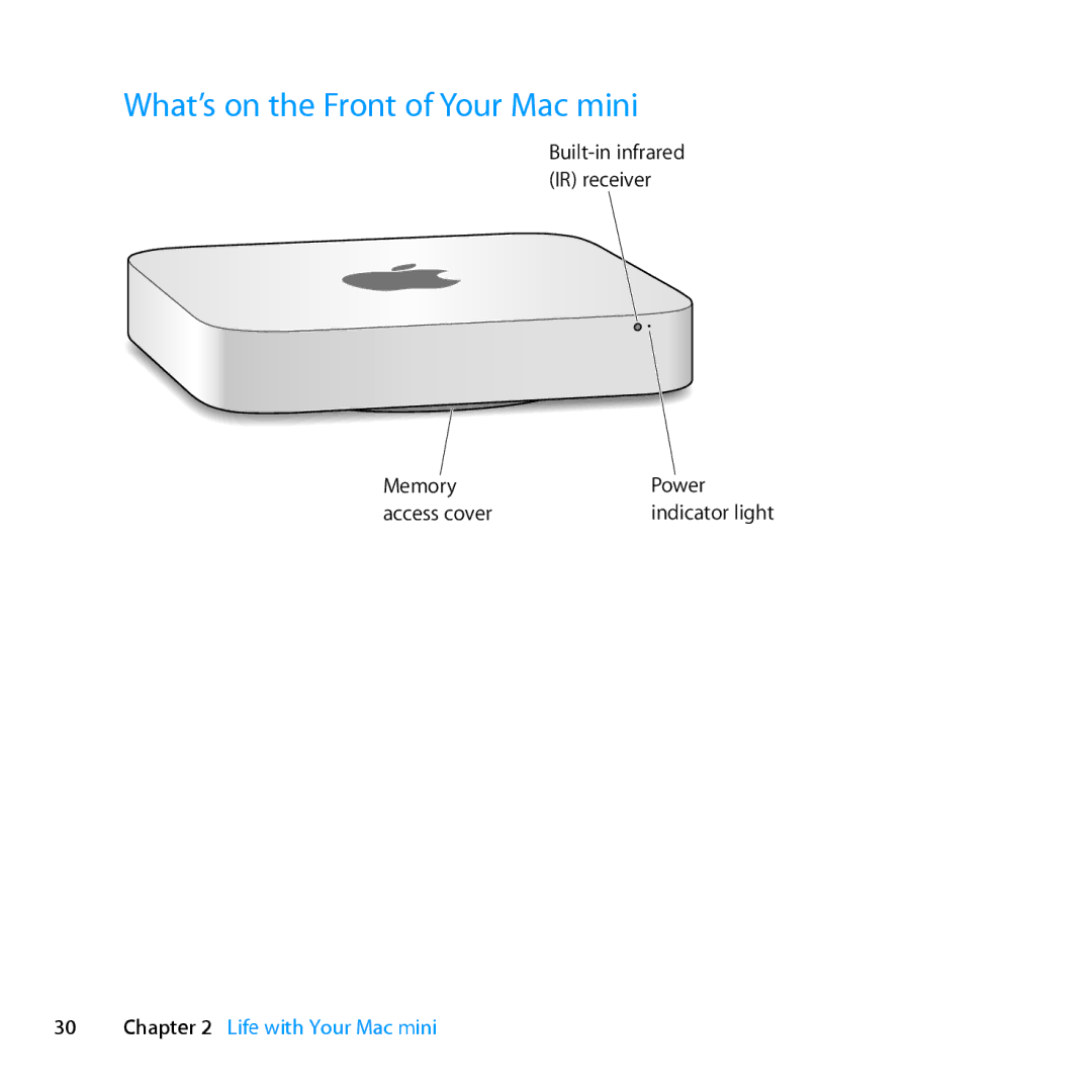 Apple MC936LL/A manual What’s on the Front of Your Mac mini 