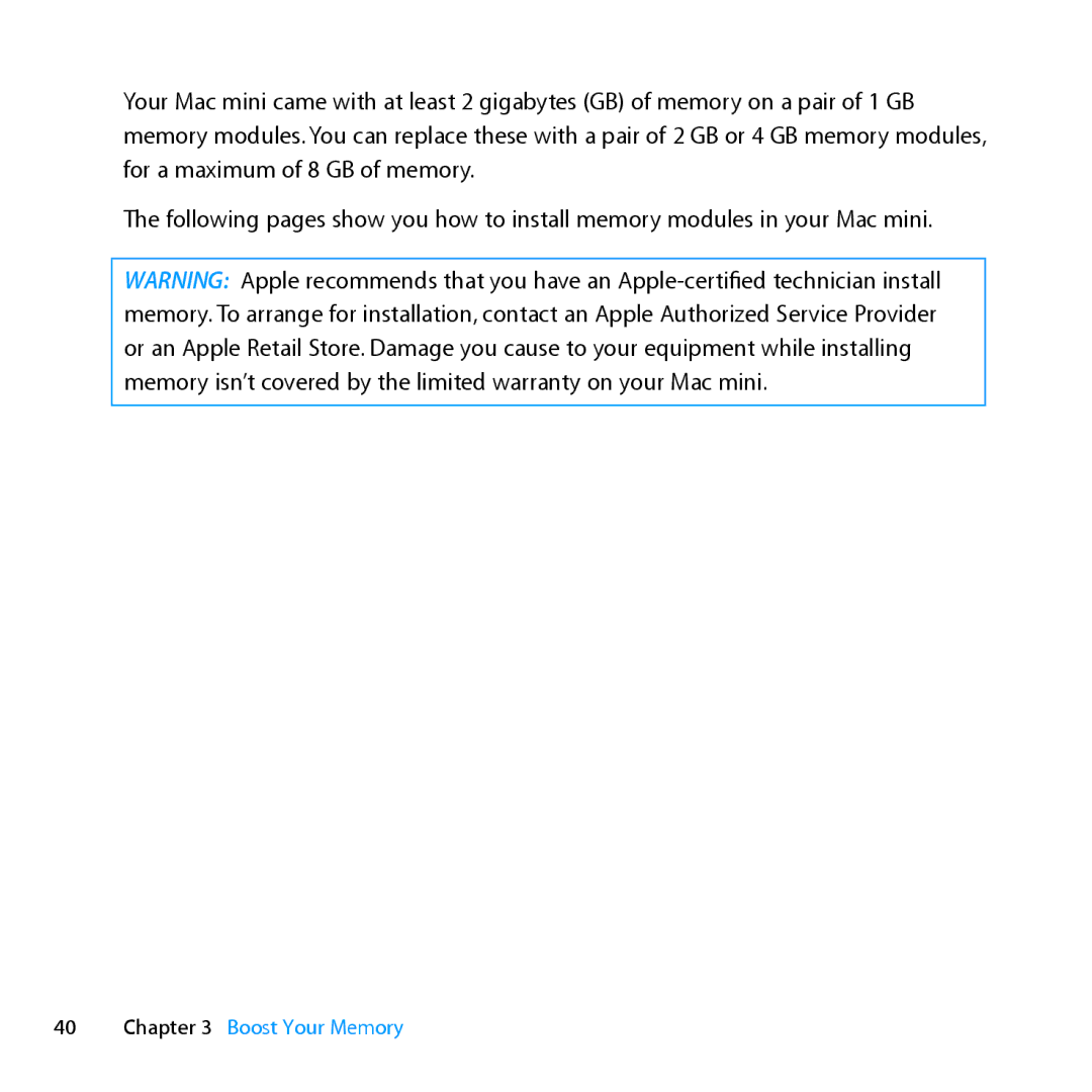 Apple MC936LL/A manual Boost Your Memory 