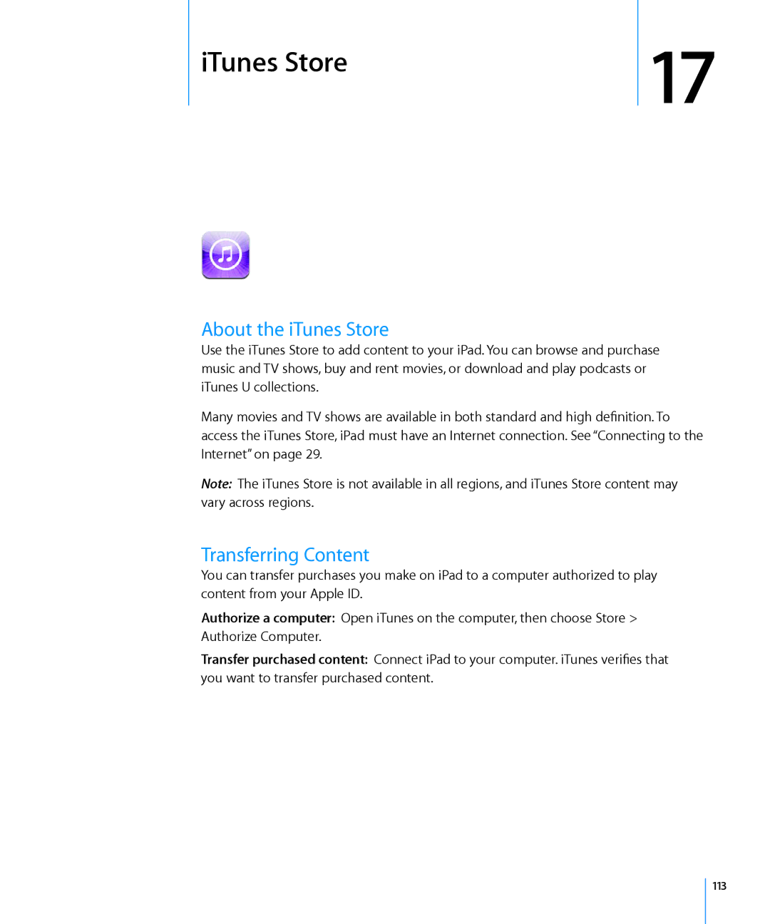 Apple MC770LL/A, MC992LL/A, MC983LL/A, MC987LL/A, MC963LL/A, MC774LL/A, MC959LLA manual ITunes Store, About the iTunes Store, 113 