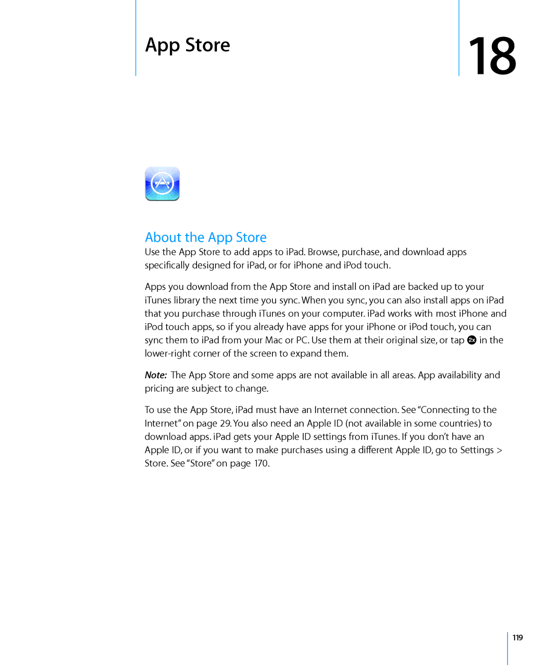 Apple MC955LL/A, MC992LL/A, MC983LL/A, MC987LL/A, MC963LL/A, MC774LL/A, MC959LLA, MC982LL/A manual About the App Store, 119 