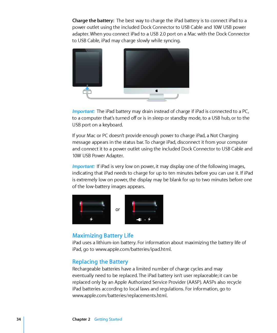 Apple MC769C/A, MC992LL/A, MC983LL/A, MC987LL/A, MC963LL/A, MC774LL/A, MC959LLA Maximizing Battery Life Replacing the Battery 