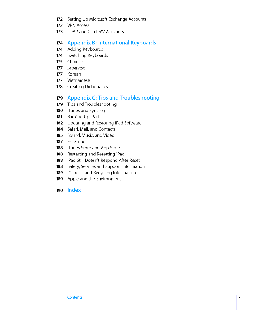 Apple MC823LL/A, MC992LL/A, MC983LL/A manual Appendix B International Keyboards, Appendix C Tips and Troubleshooting, Index 