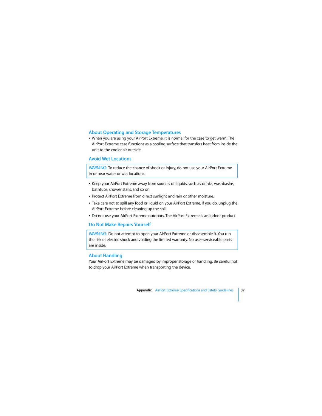 Apple MD031 setup guide About Operating and Storage Temperatures 