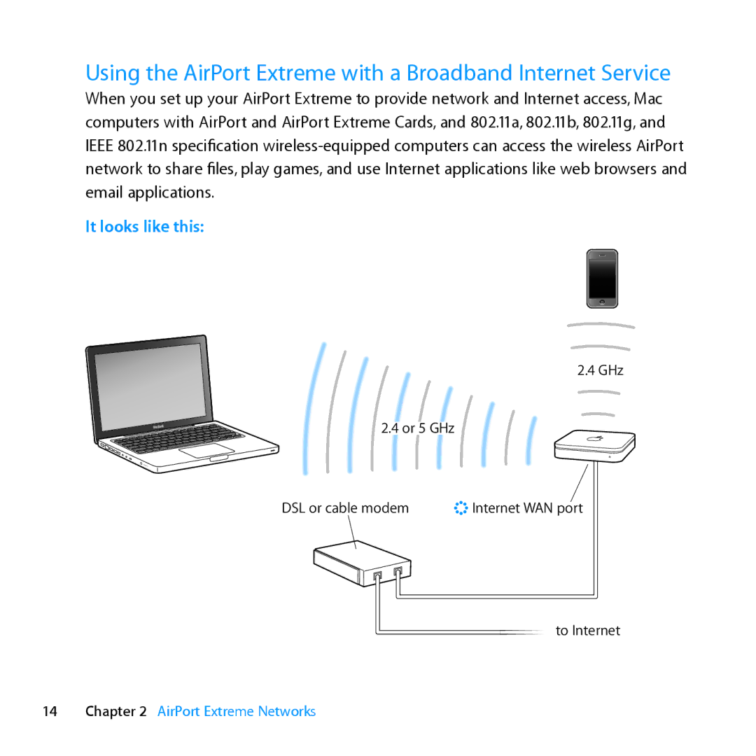 Apple MD031LL/A setup guide Using the AirPort Extreme with a Broadband Internet Service 