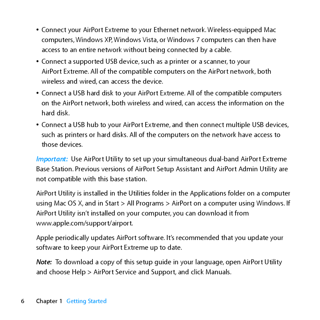 Apple MD031LL/A setup guide Getting Started 