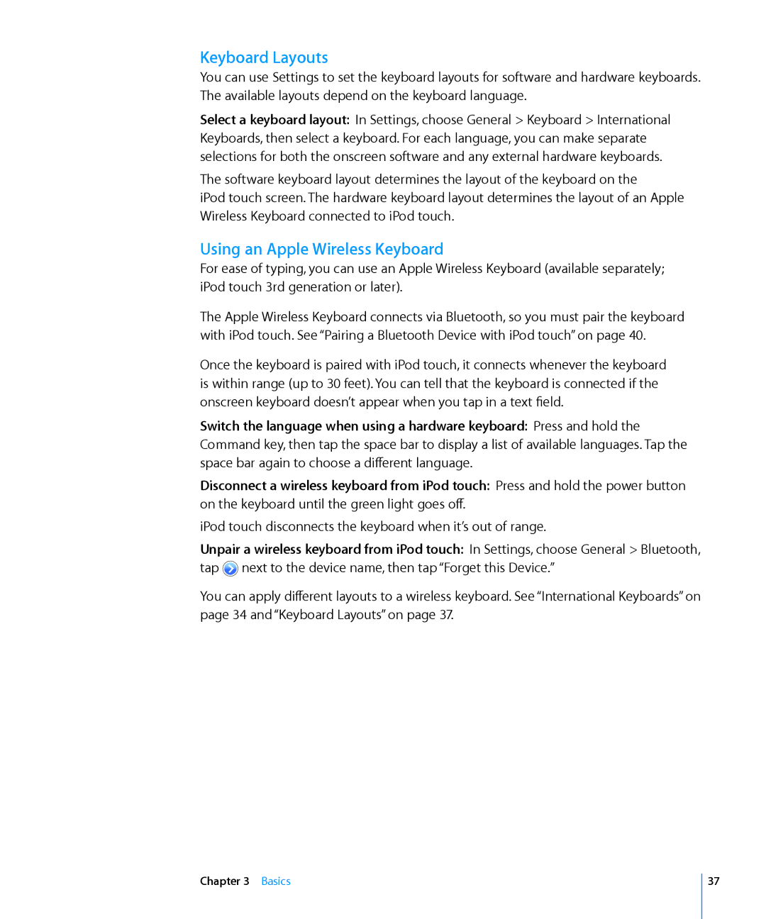 Apple ME178LL/A, MD058LL/A, MC544LL/A manual Keyboard Layouts, Using an Apple Wireless Keyboard 