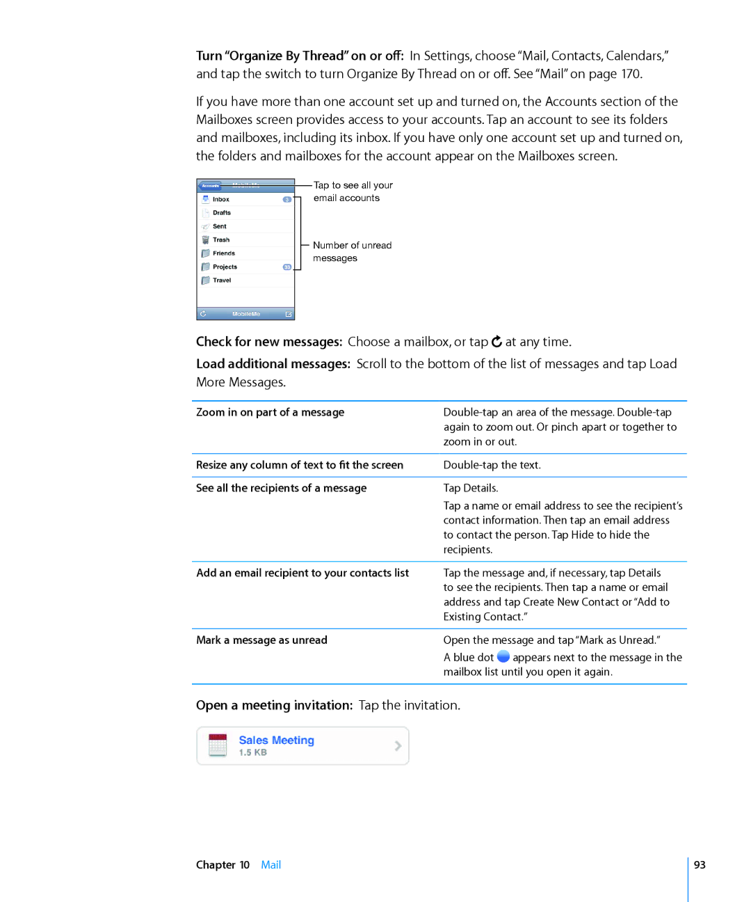 Apple MD058LL/A, ME178LL/A, MC544LL/A manual Open a meeting invitation Tap the invitation 