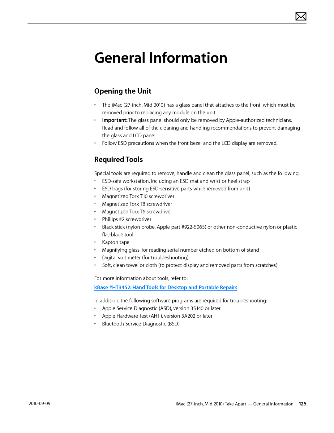 Apple MD094LL/A manual General Information, Opening the Unit, Required Tools 