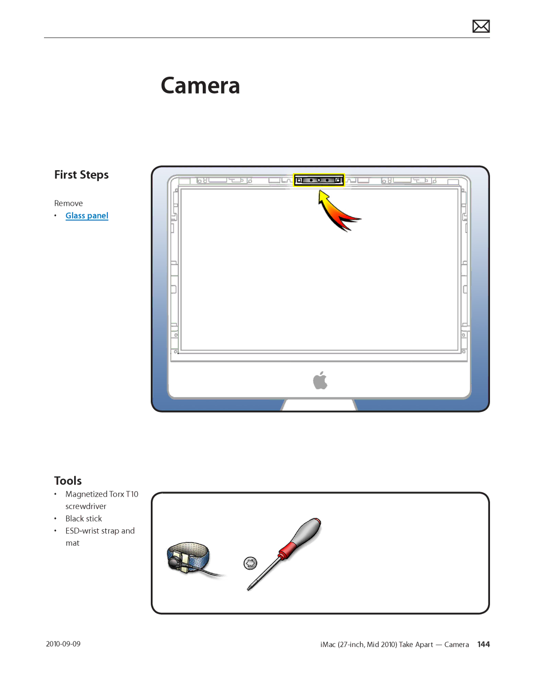 Apple MD094LL/A manual Camera, Glass panel 