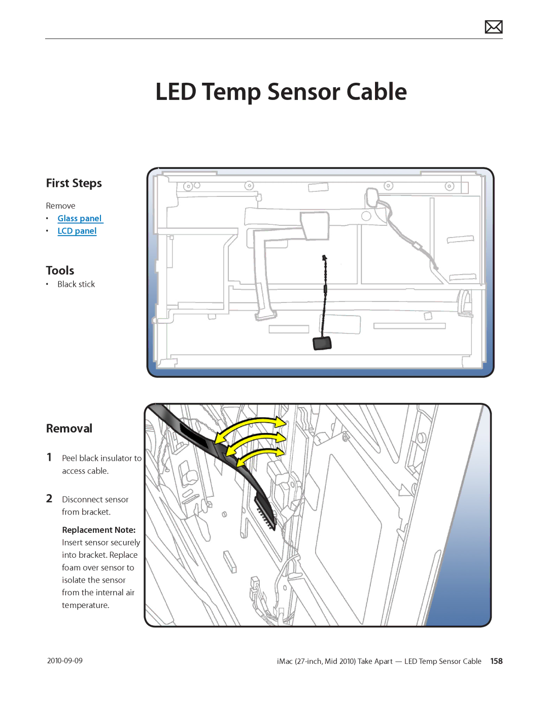 Apple MD094LL/A manual LED Temp Sensor Cable, Peel black insulator to access cable 