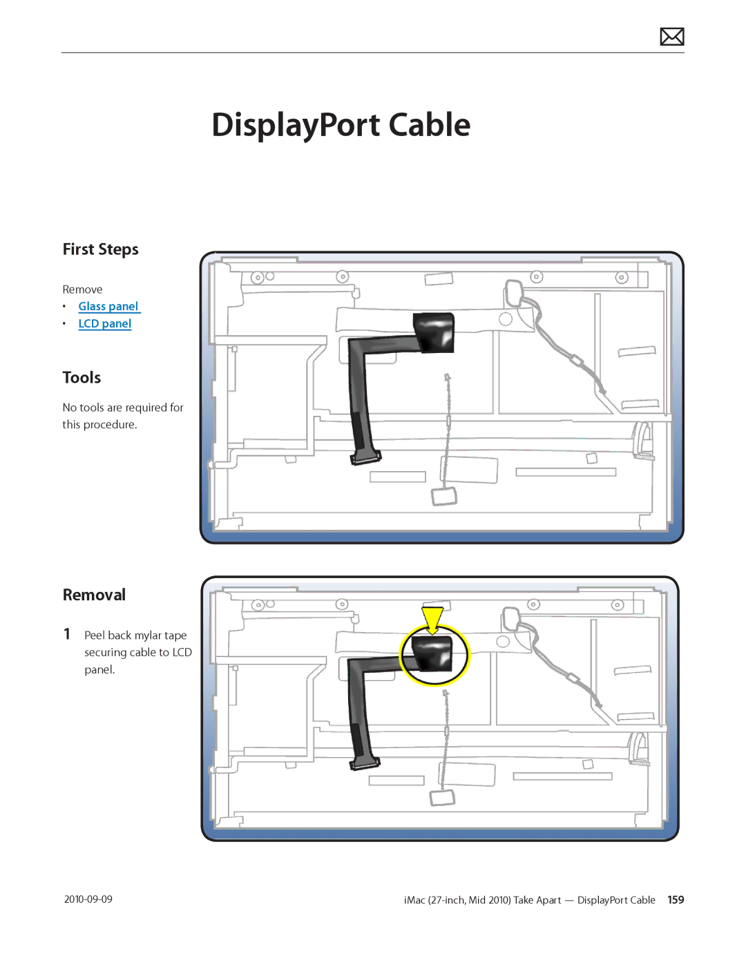 Apple MD094LL/A manual DisplayPort Cable, No tools are required for this procedure 