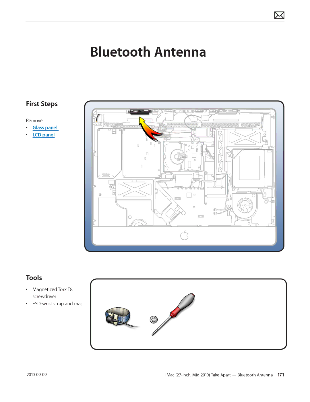 Apple MD094LL/A manual Bluetooth Antenna, Glass panel LCD panel 