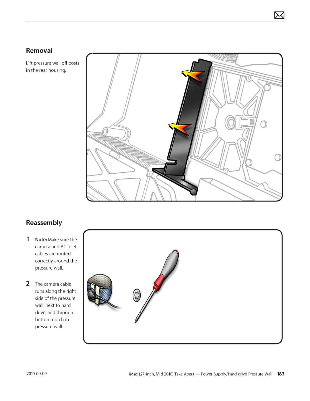 Apple MD094LL/A manual Lift pressure wall off posts in the rear housing 