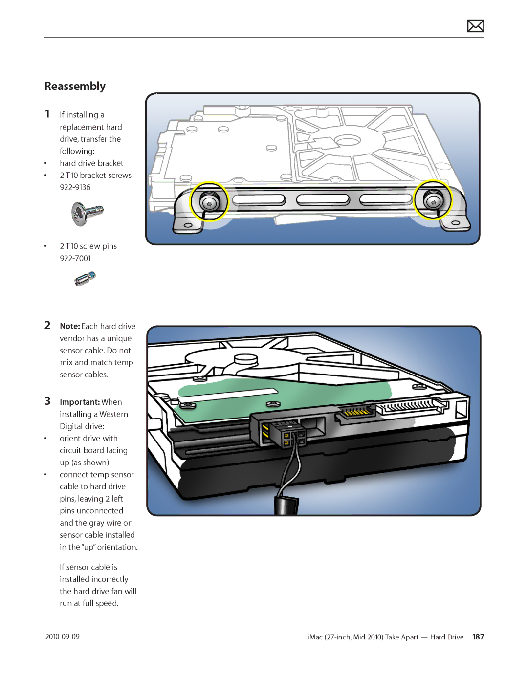 Apple MD094LL/A manual Reassembly, Orient drive with circuit board facing up as shown 