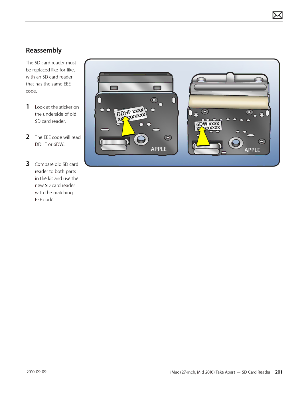 Apple MD094LL/A manual Reassembly 