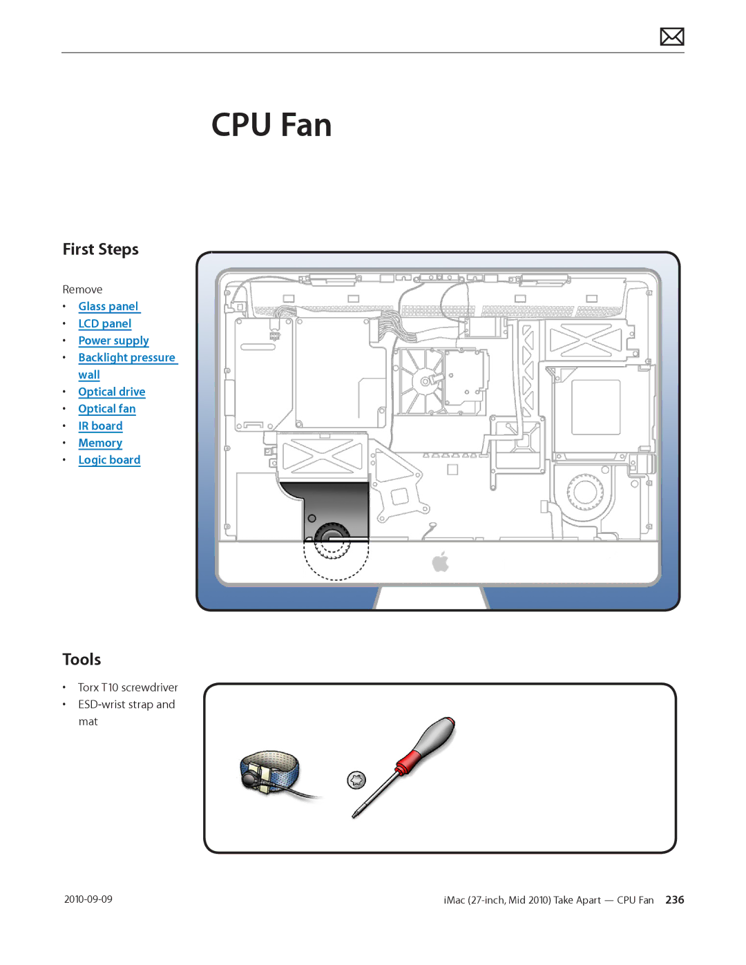 Apple MD094LL/A manual CPU Fan 