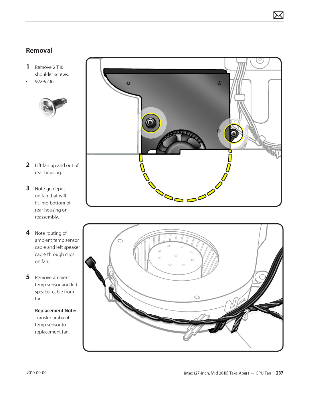 Apple MD094LL/A manual Remove 2 T10 shoulder screws 