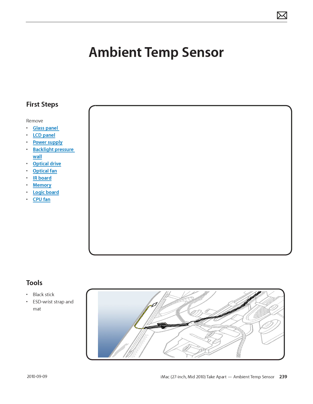 Apple MD094LL/A manual Ambient Temp Sensor, Black stick ESD-wrist strap and mat 