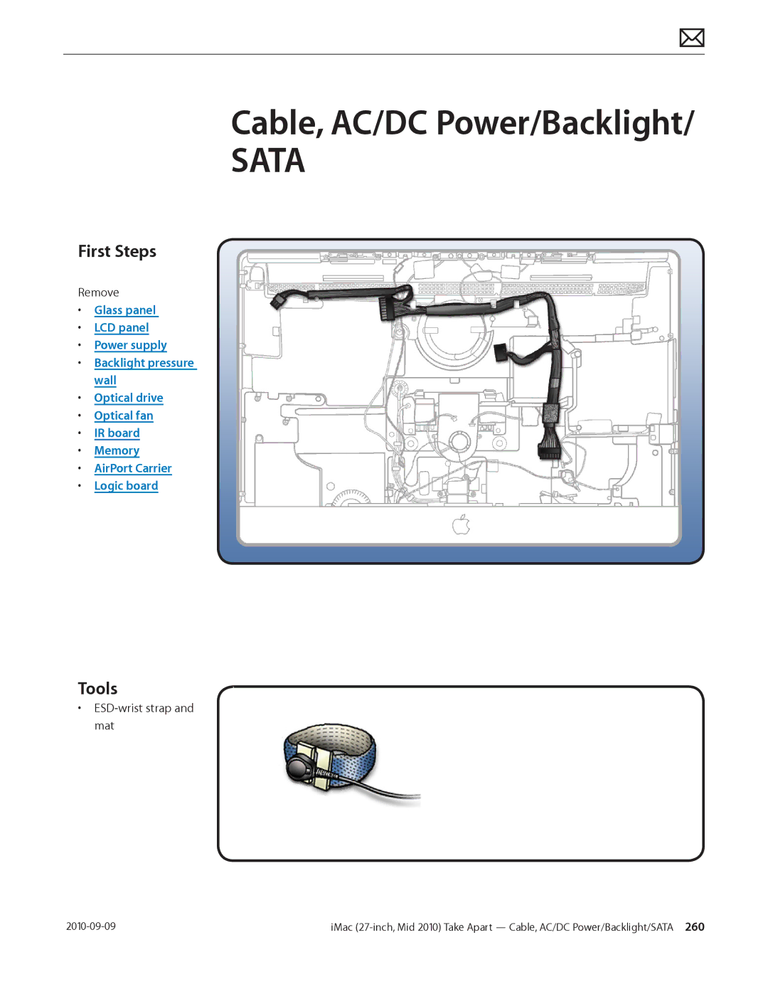 Apple MD094LL/A manual Cable, AC/DC Power/Backlight, Sata 