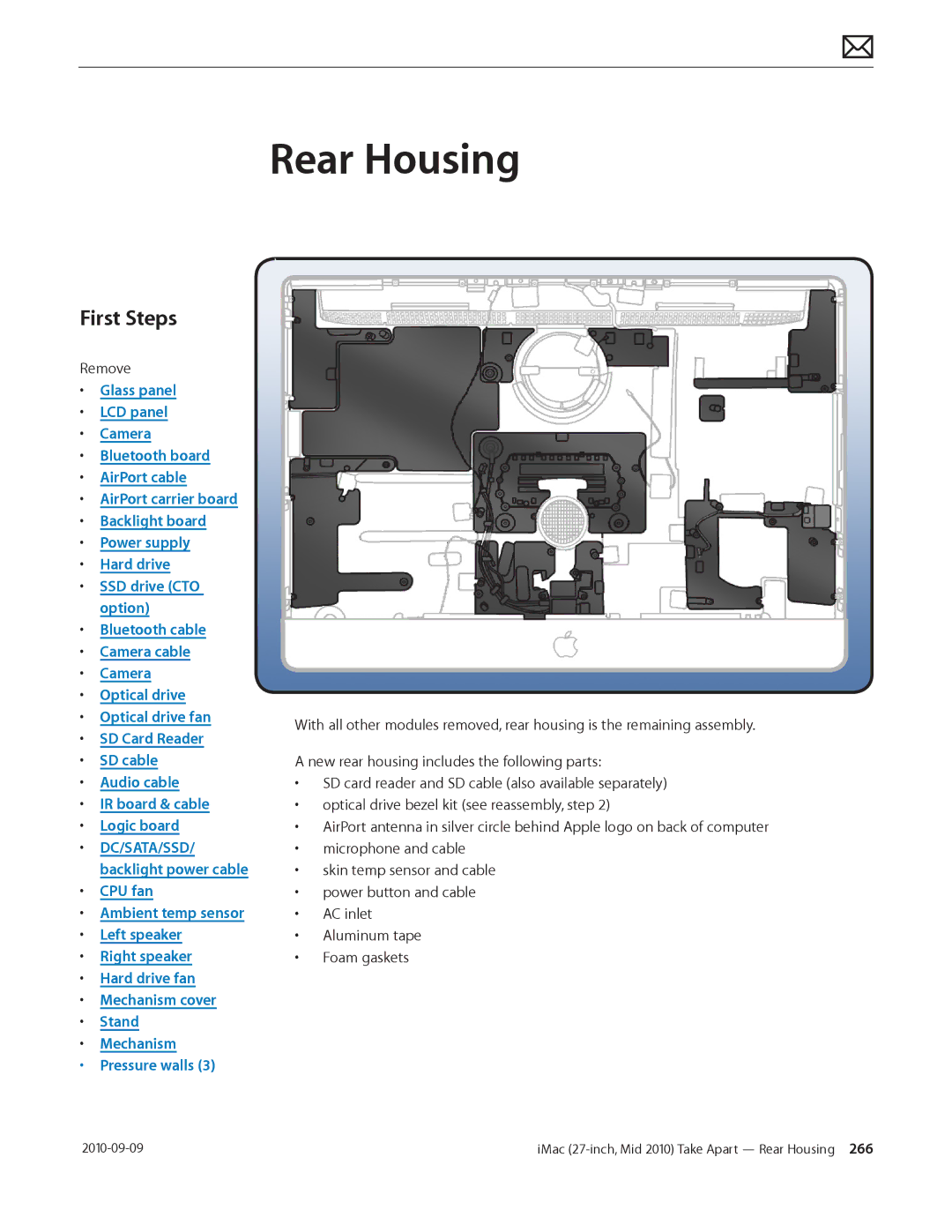 Apple MD094LL/A manual Rear Housing, Remove 