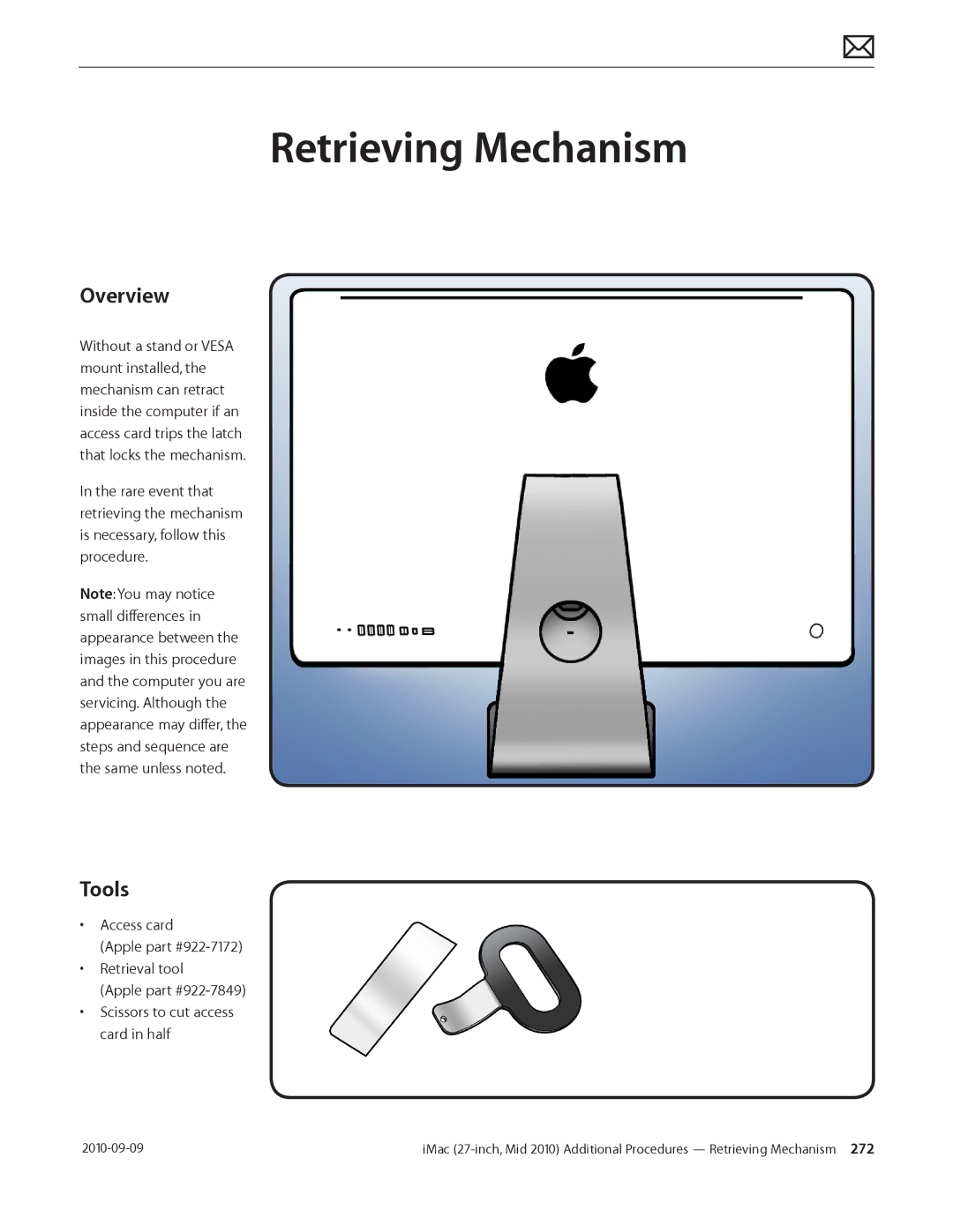 Apple MD094LL/A manual Retrieving Mechanism, Overview 