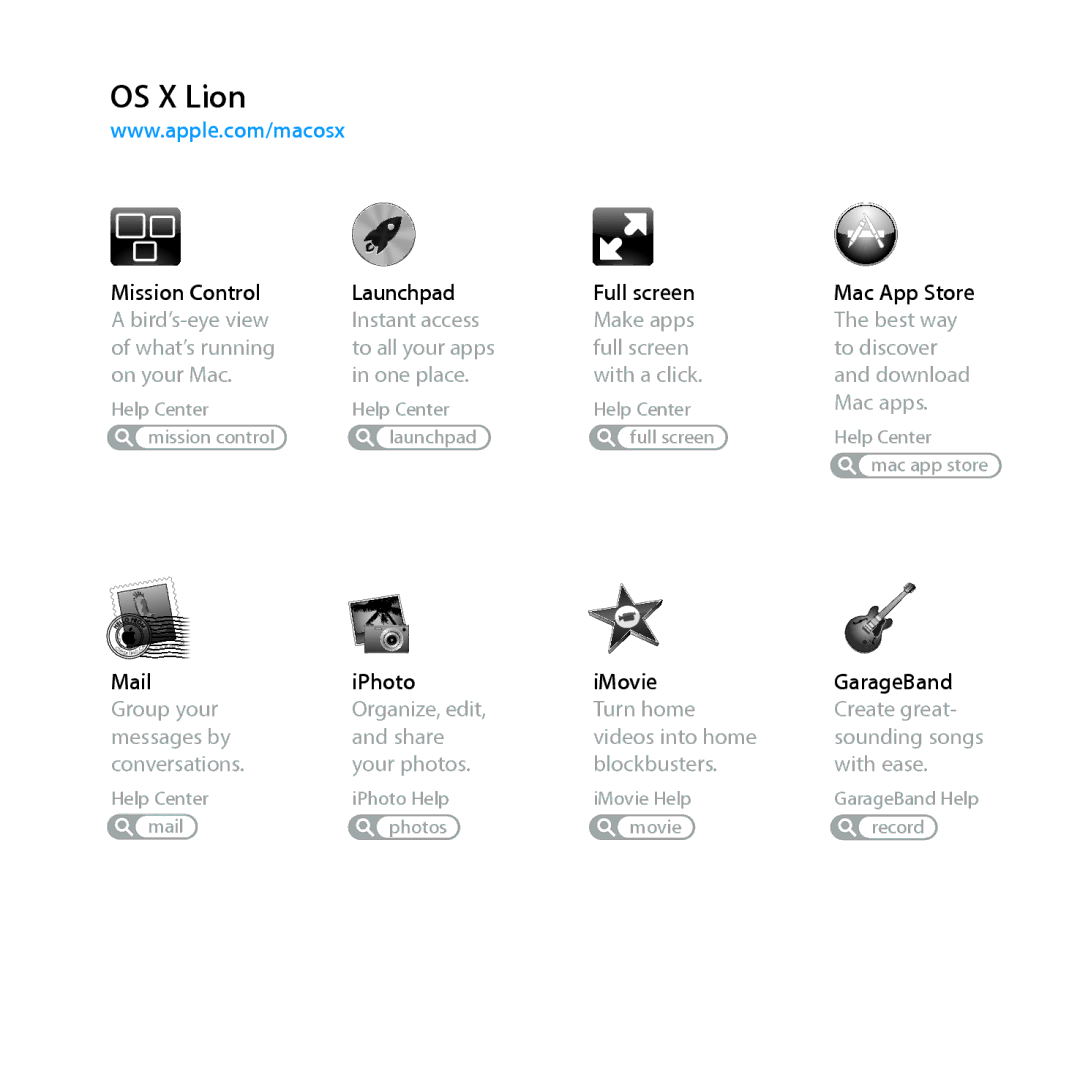 Apple MC812LL/A, MD096LL/A manual OS X Lion 