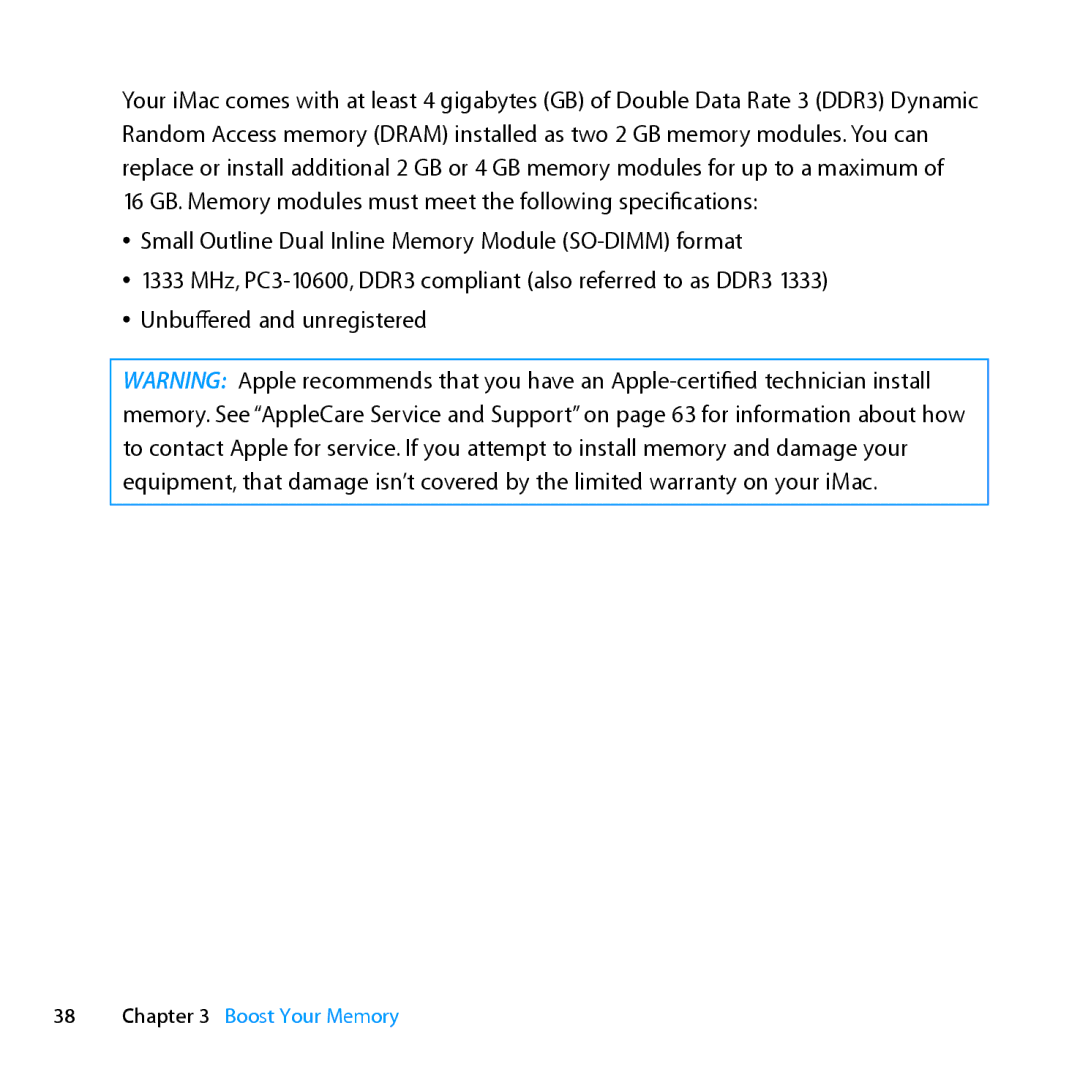 Apple MD096LL/A, MC812LL/A manual Boost Your Memory 