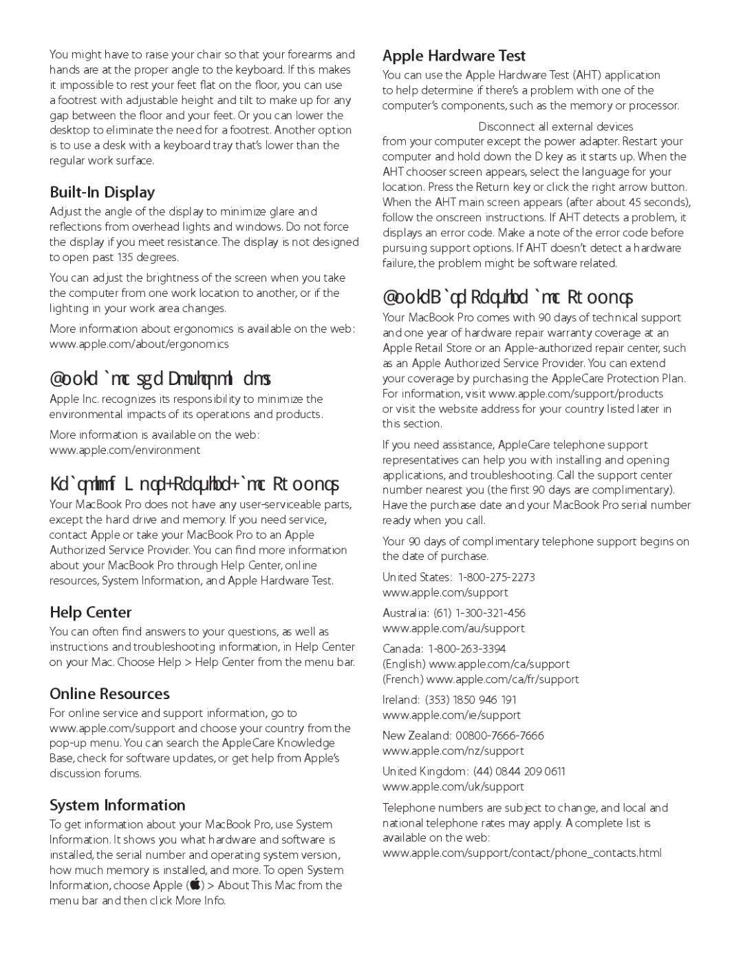 Apple MD101LL/A, MD102LL/A Apple and the Environment, Learning More, Service, and Support, AppleCare Service and Support 