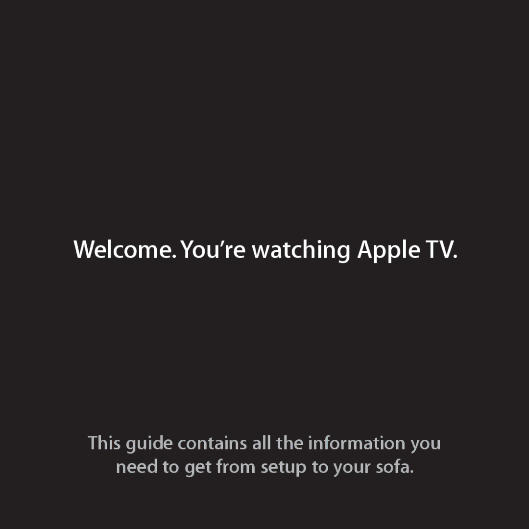 Apple MD199LL/A manual Welcome. You’re watching Apple TV 