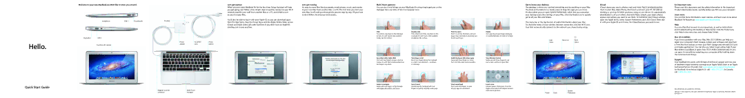 Apple MD223LL/A quick start Let’s get started, Let’s get moving, Multi-Touch gestures, Learn more, Help, Support 