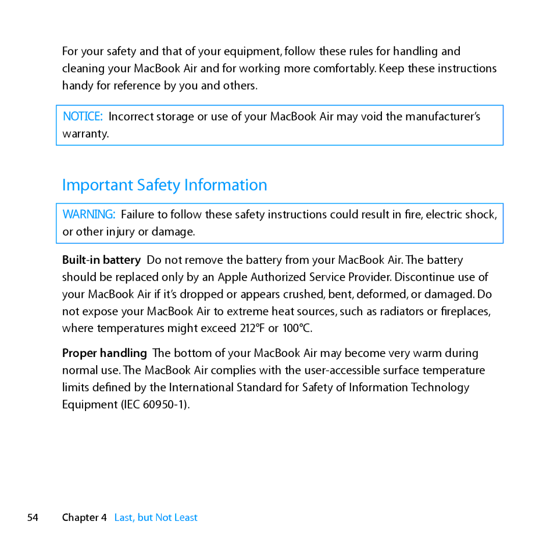 Apple MD231LL/A manual Important Safety Information 