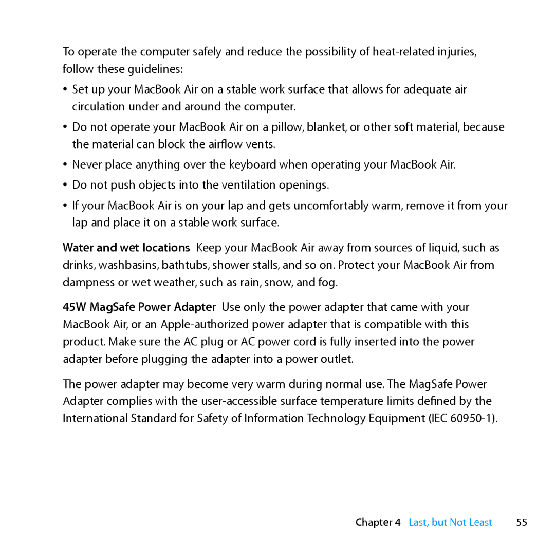 Apple MD231LL/A manual Last, but Not Least 