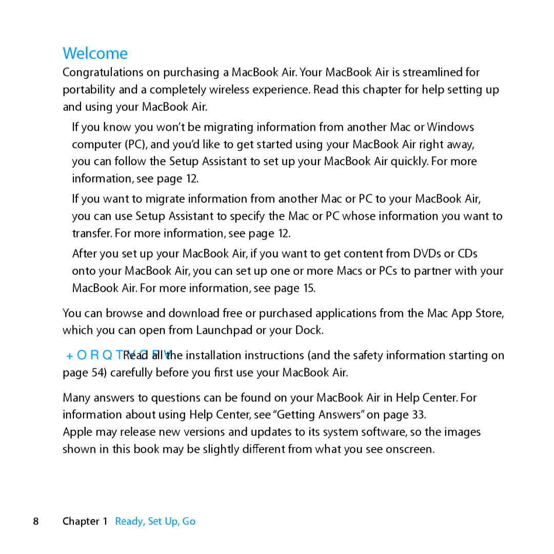 Apple MD231LL/A manual Welcome 