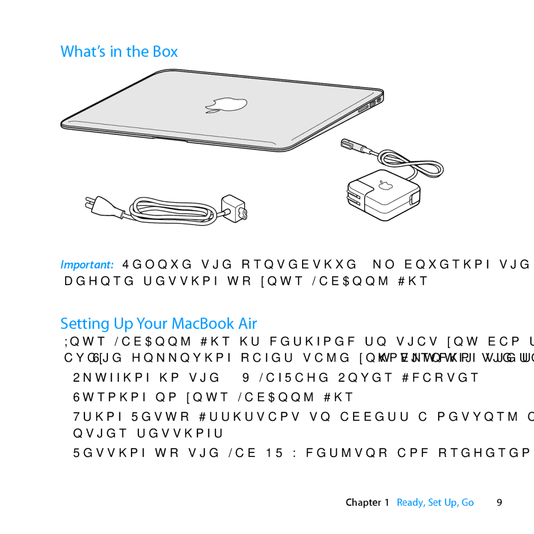 Apple MD231LL/A manual What’s in the Box, Setting Up Your MacBook Air 