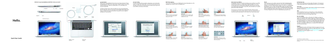 Apple MD231LL/A quick start Let’s get moving, Multi-Touch gestures, Get to know your desktop, ICloud, An important note 