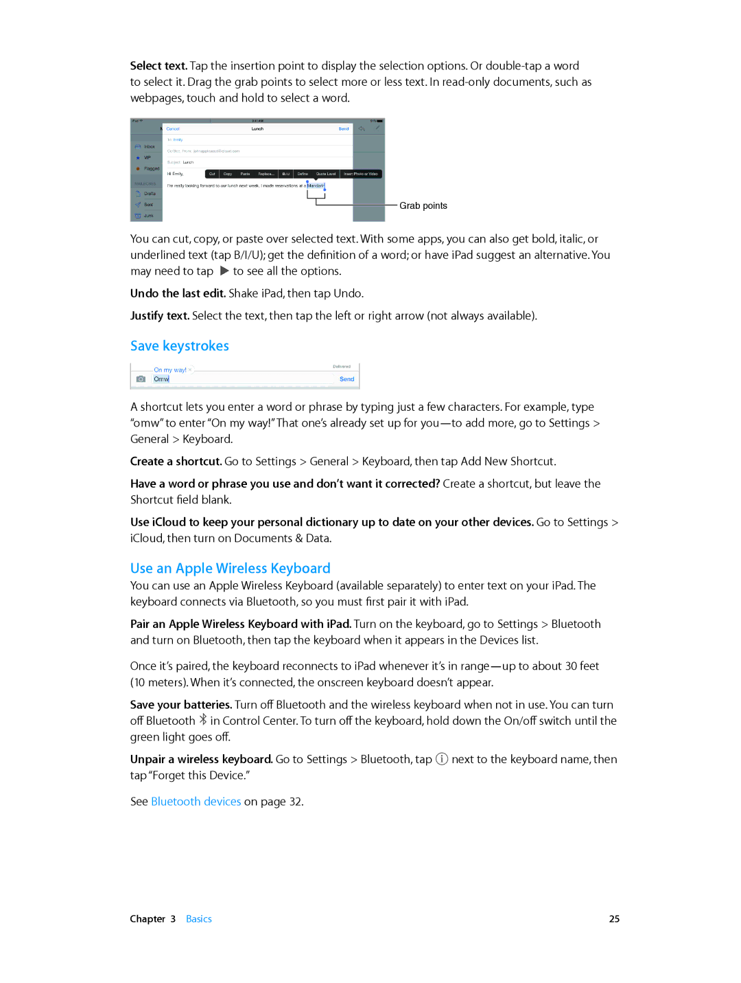 Apple MD529LL/A, MD510LL/A, MD366EA, MD370LL/A, MD329LL/A, MD368EA, MD074LL/A Save keystrokes, Use an Apple Wireless Keyboard 