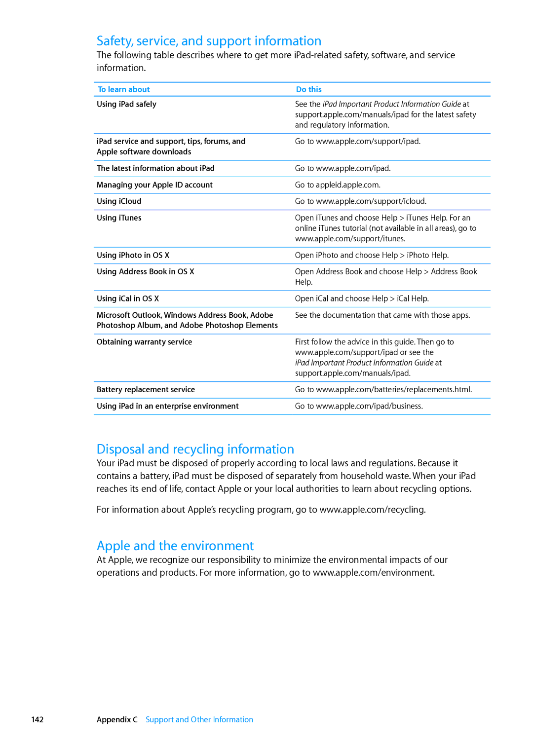 Apple MD524LL/A Safety, service, and support information, Disposal and recycling information, Apple and the environment 