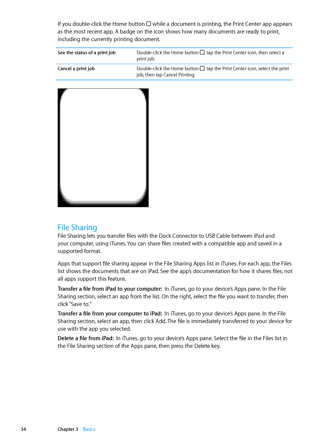 Apple MD515LL/A, MD511LL/A, MD518LL/A, MD521LL/A, MD523LL/A File Sharing, See the status of a print job, Cancel a print job 